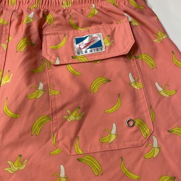 Bermies Men’s Swim Trunks Banana Print Coral Pink  Sz M - Picture 4 of 7
